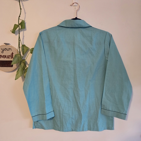 Vintage Cowgirl Teal Floral Blouse - Picture 6 of 7